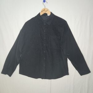 H&M Divided Men's/Unisex Black Corduroy Overshirt Button Front Size XS